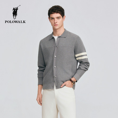 POLOWALK经典翻领针织开衫