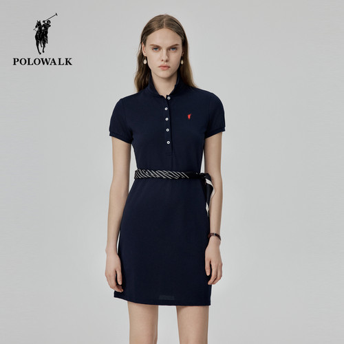 POLOWALK夏季女装短袖连衣裙
