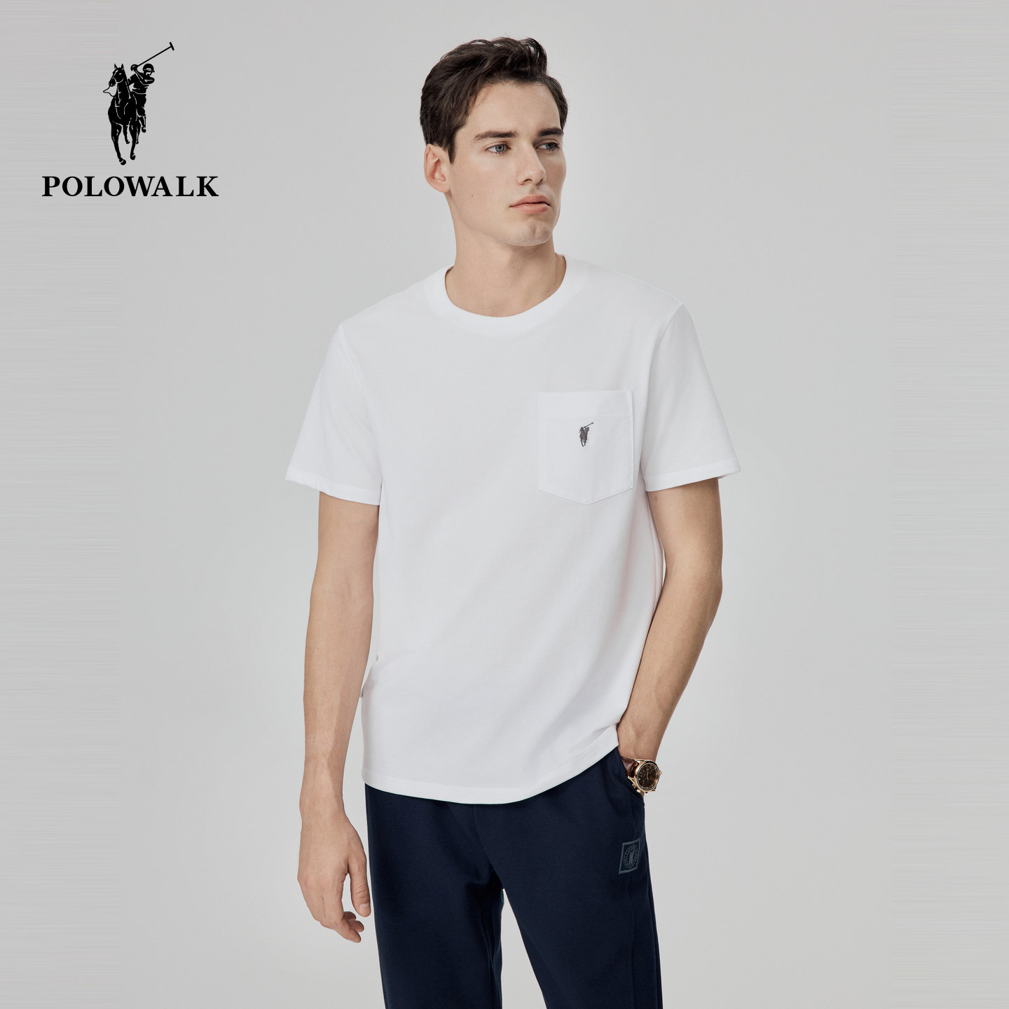 POLOWALK短袖T恤男士新款夏季显瘦清凉半袖痞帅休闲百搭上衣