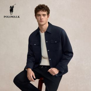 雅痞风复古休闲翻领挺快外套男款 新品 外套2025冬季 POLOWALK男式
