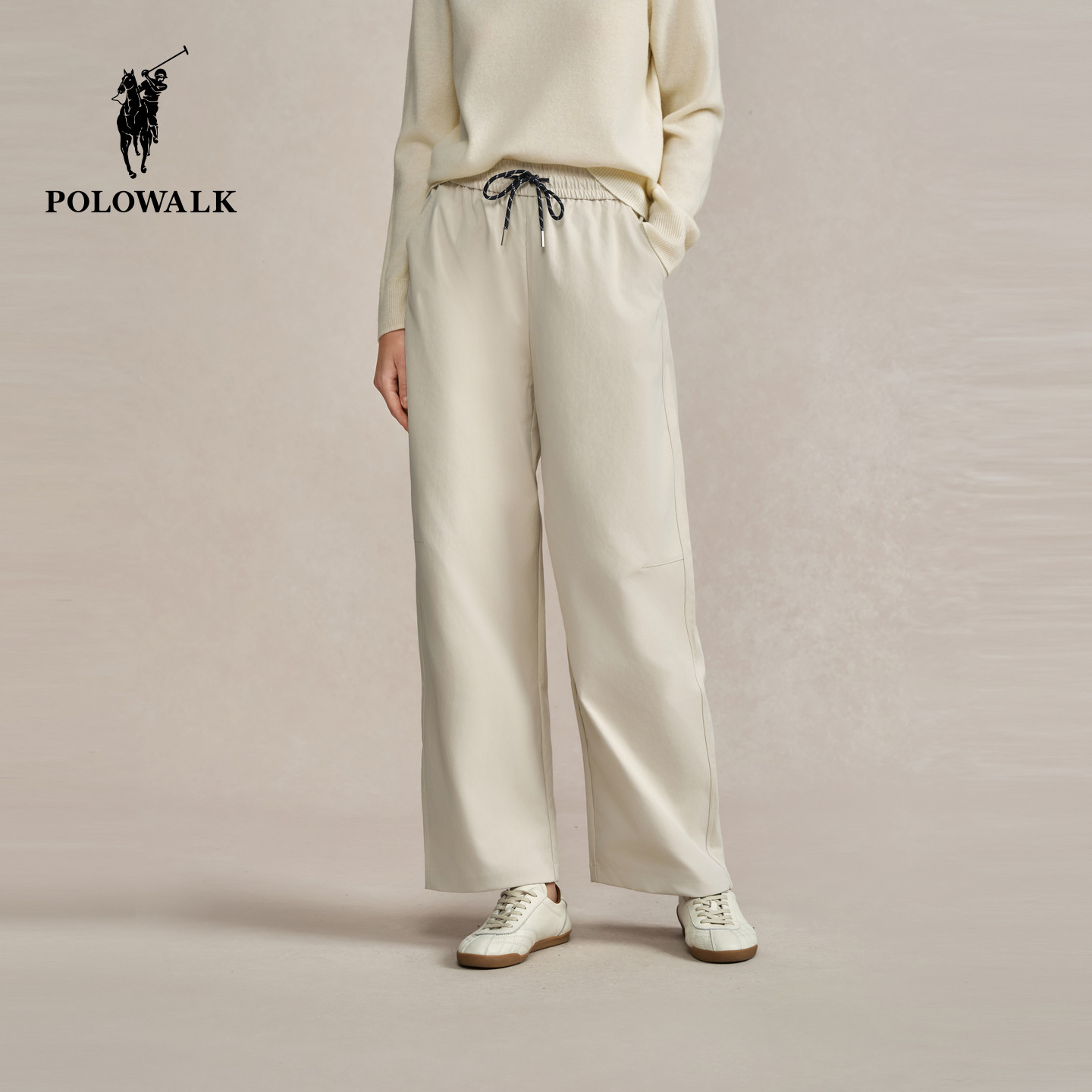 POLOWALK女装女式休闲裤2026春季新品松紧腰宽松直筒百搭阔腿长裤 - POLOWALK官方旗舰店出品
