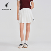 POLOWALK女式 学院风刺绣百褶裙半身短裙 经典 半裙2026春夏裤 新品