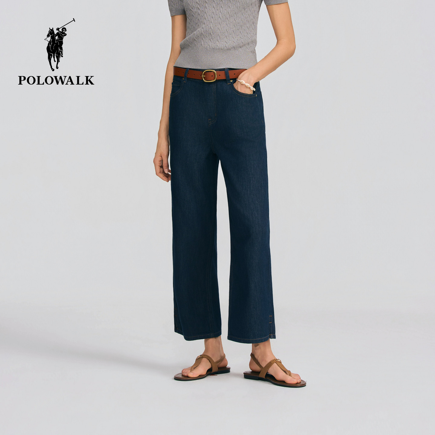 POLOWALK女式牛仔裤2026春夏裤新品经典直筒九分裤时尚百搭牛仔裤