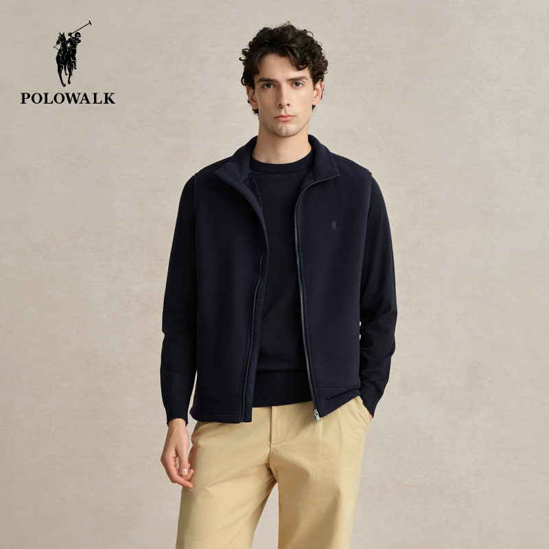 POLOWALK男士马甲背心秋新款立领高级简约户外百搭抓绒衣