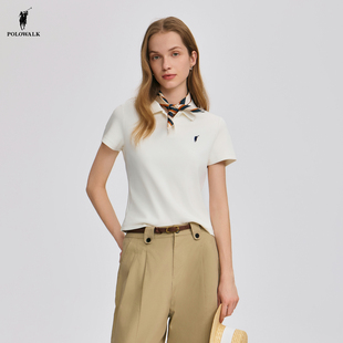 POLOWALK女式短袖POLO衫2025夏季新品修身百搭T恤潮流女装上衣