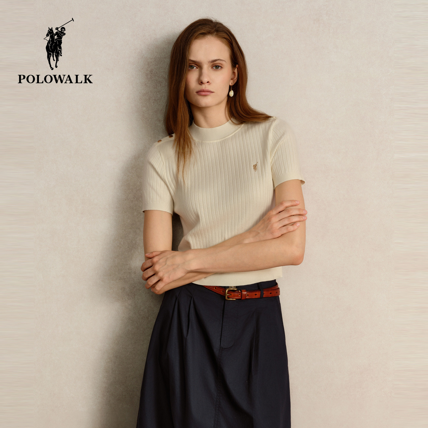 POLOWALK女式短袖针织衫图片