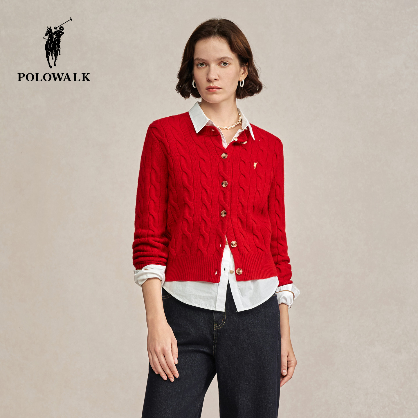 【100%绵羊毛】POLOWALK女式羊毛衫2025冬季新品圣诞