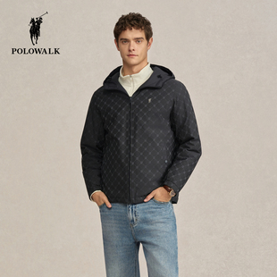 【双面穿】POLOWALK男式羽绒服2025冬季新品时尚印花羽绒外套男