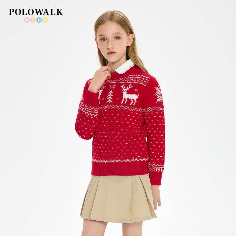 POLOWALK秋季女童线衫圆领