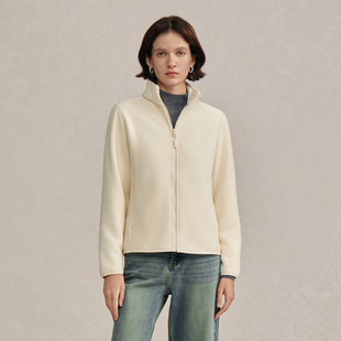 通勤百搭上衣运动潮流开衫 POLOWALK女士摇粒绒立领外套秋季 新款