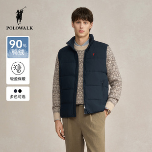 【特惠】POLOWALK男士羽绒马甲背心冬季立领纯色简约保暖百搭外套