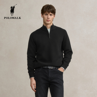 简约百搭半拉链羊羔绒套头针织衫 POLOWALK男式 新品 2025冬季 针织衫