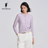 长袖 罗纹圆领绞花修身 针织衫 POLOWALK女式 2026春季 新品 针织开衫