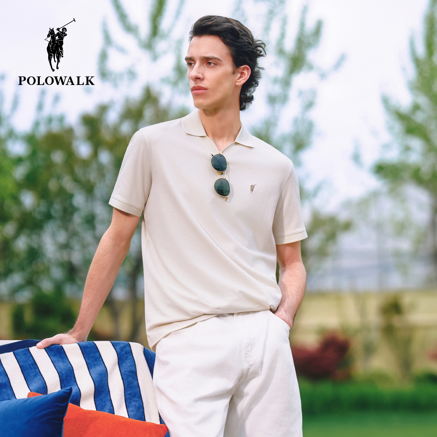 POLOWALK男式短袖POLO衫2026夏季新品经典商务休闲V领套头POLO衫