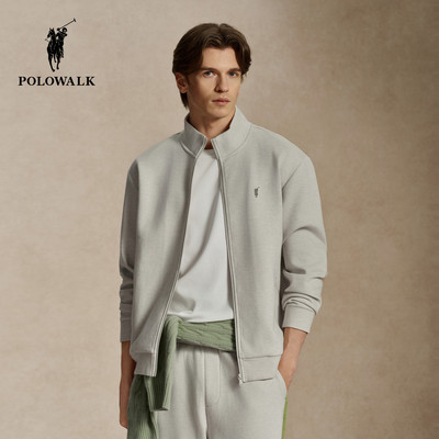 【套装】POLOWALK男式卫衣2026秋季新品立领运动休闲纯色开衫套装