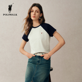 圆领半袖 时尚 女25夏季 POLOWALK短袖 新品 休闲显瘦打底衫 圆领T恤衫