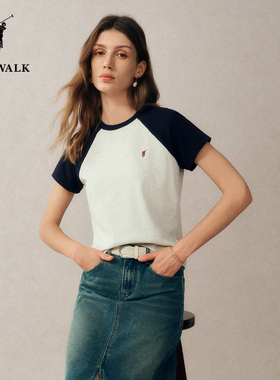 POLOWALK短袖圆领半袖女26夏季新品休闲显瘦打底衫时尚圆领T恤衫