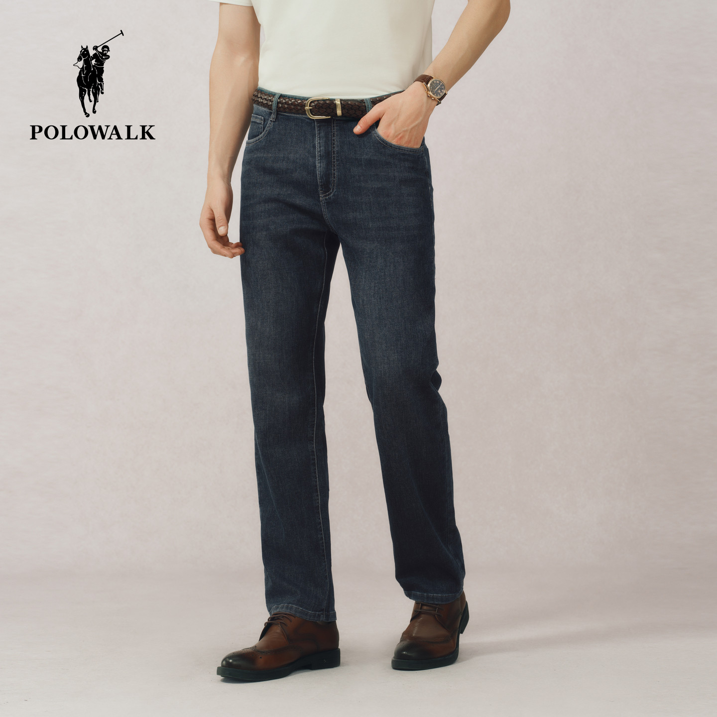 POLOWALK男式经典直筒牛仔裤