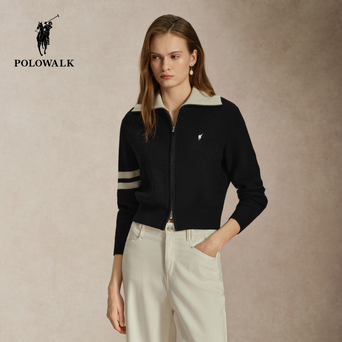 POLOWALK女式长袖针织衫