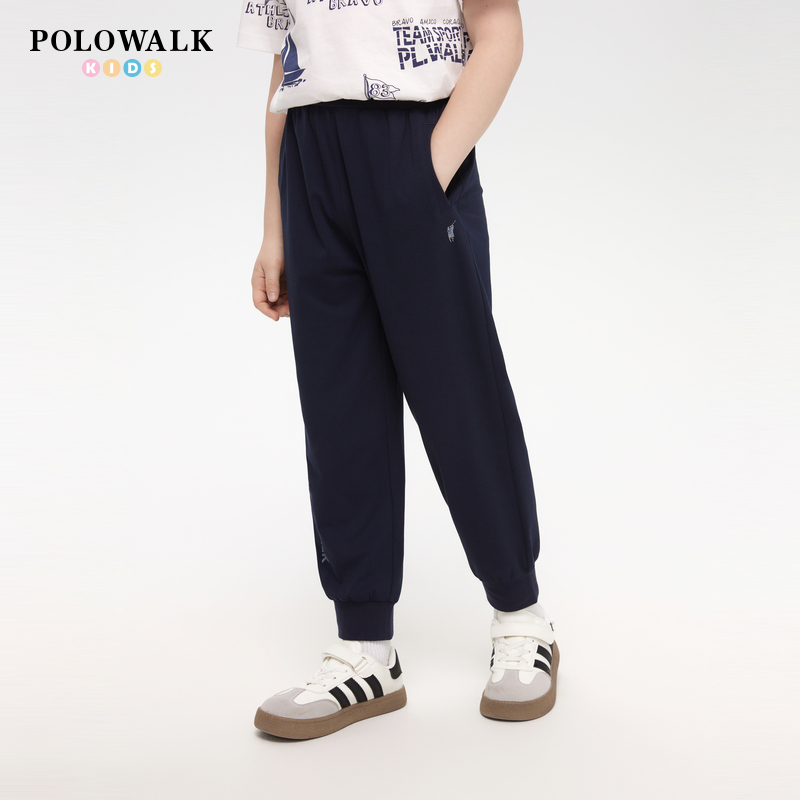 【莫代尔】POLOWALK童装男童休闲裤2025夏季新品吸湿透气撞色长裤
