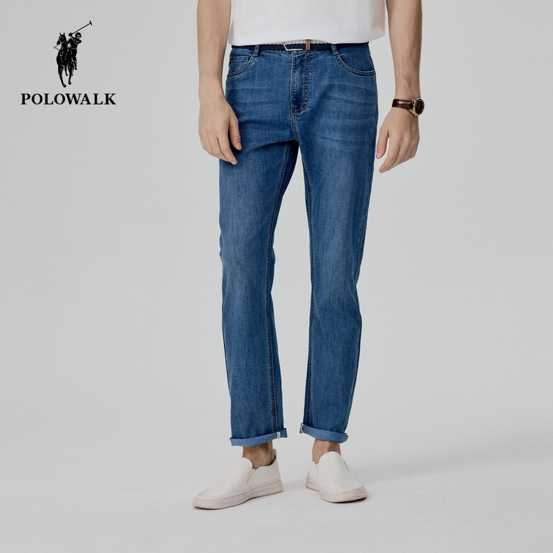 POLOWALK男士牛仔裤夏季新薄款宽松时尚牛仔裤子直筒男款通勤长裤