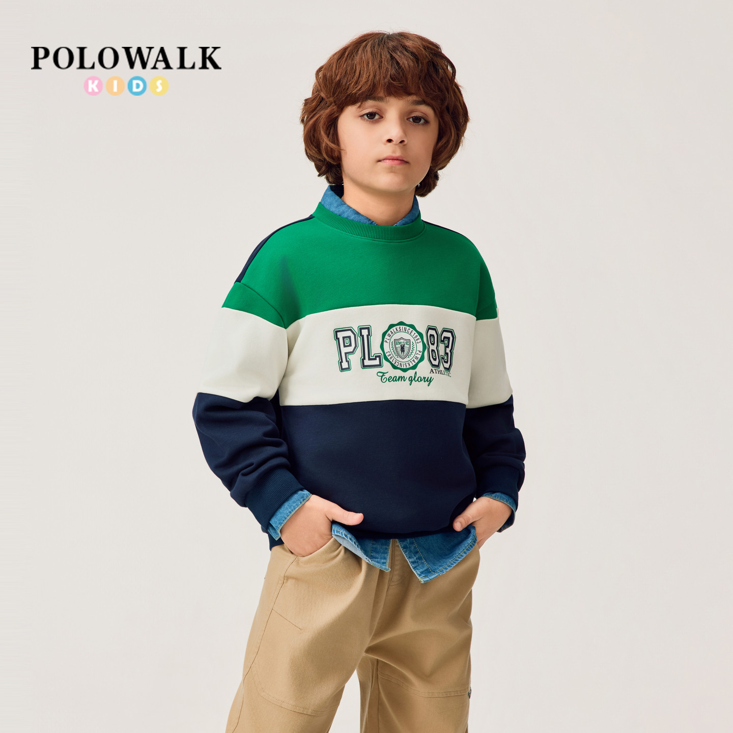 POLOWALK男童拼接卫衣
