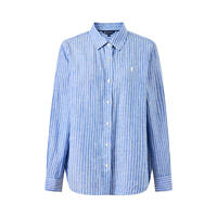 POLOWALK Women's Long-sleeved Shirt 2026 Spring New Collection: Contrasting color striped lapel Commuter Casual long-sleeved shirt thumbnail 3