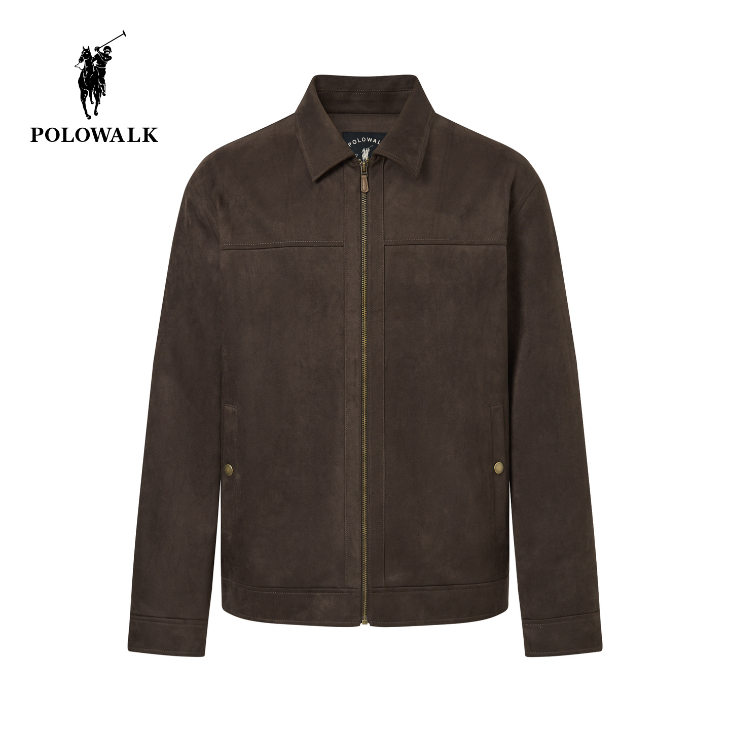 POLOWALK男式皮衣2025冬季新品男装复古麂皮翻领挺括休闲皮衣外套