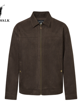 POLOWALK男式皮衣2025冬季新品男装复古翻领挺括有型休闲皮衣外套