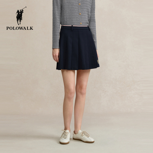 POLOWALK女式半裙2026春季裤新品学院风显瘦休闲通勤百褶半身裙