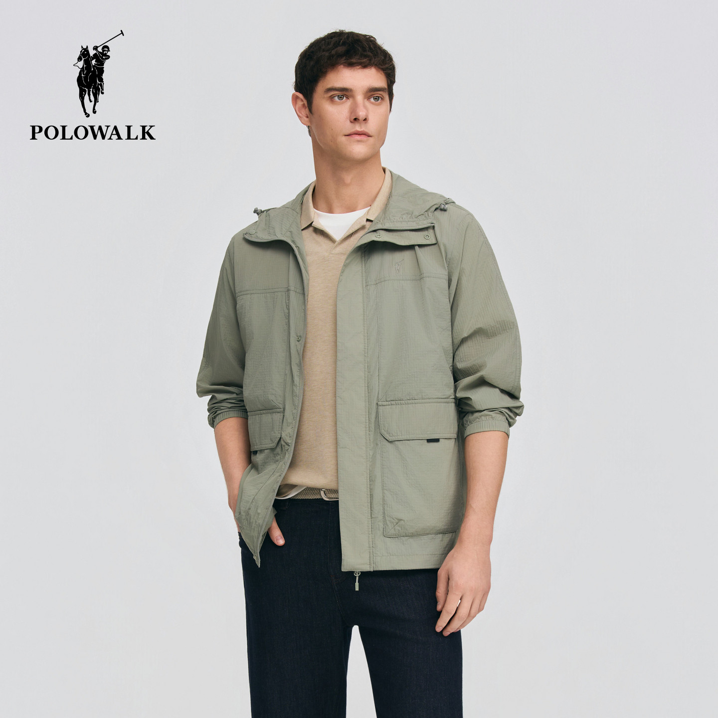 【UPF50+】POLOWALK男装男式轻薄外套2026夏季新品简约连帽防晒服