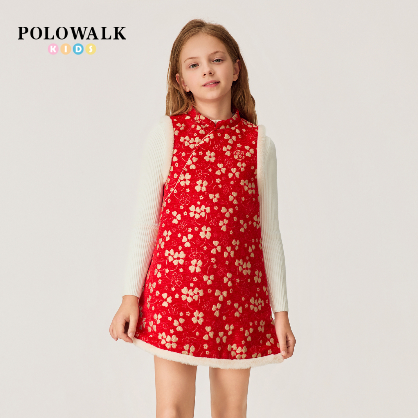 【新年款】POLOWALK女童无袖连衣裙2026新品国风刺绣无袖连衣裙