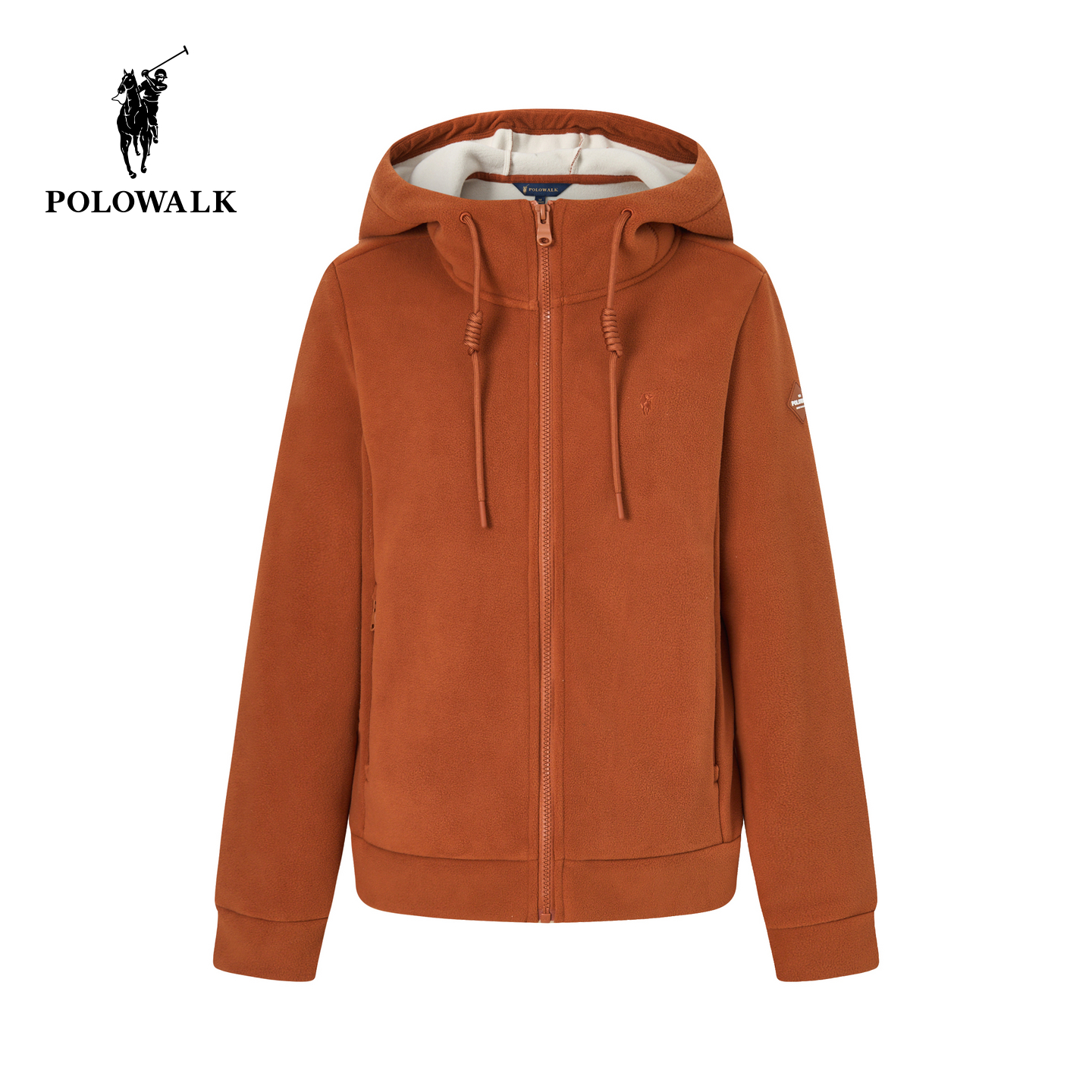 POLOWALK女式外套2025秋季新品休闲百搭加绒保暖连帽摇粒绒外套女
