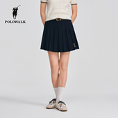 新品 POLOWALK女式 半裙2026春夏裤 学院风刺绣百褶短裙A字半身裙