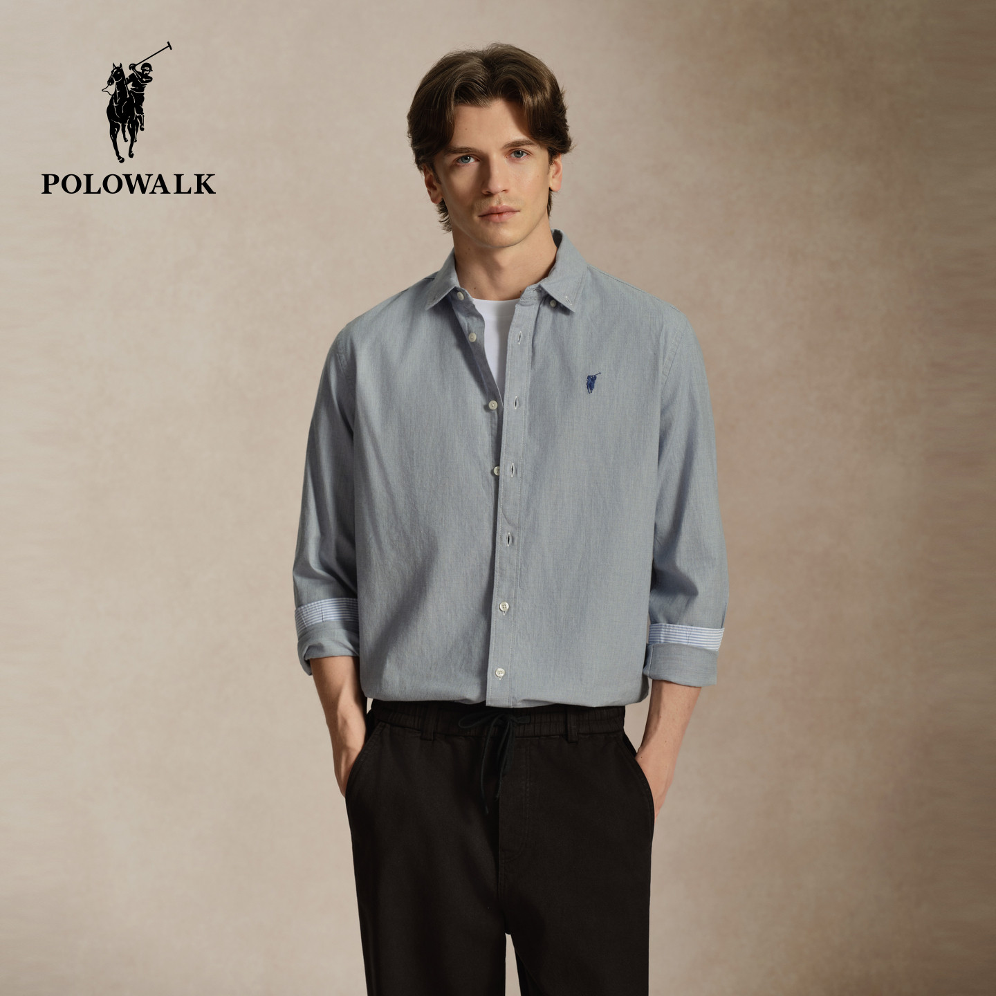 POLOWALK男式长袖衬衫图片