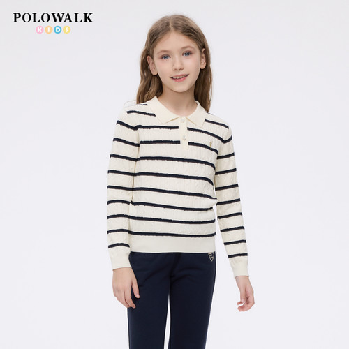 POLOWALK春季女童线衫翻领