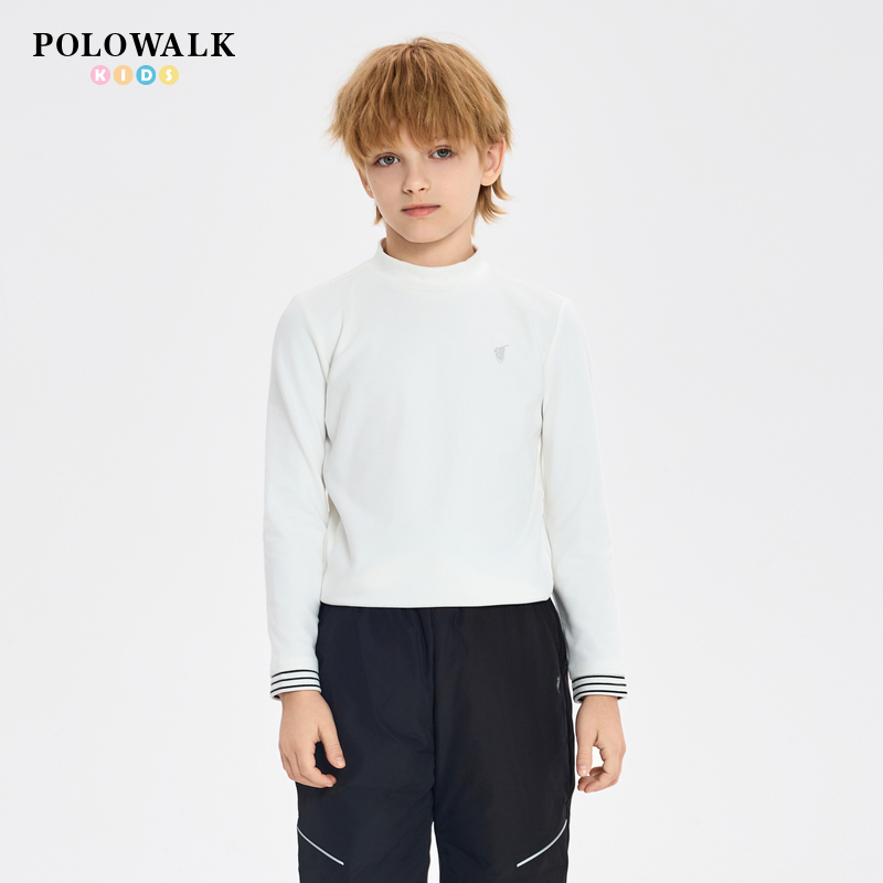 POLOWALK儿童长袖T恤半高领德绒