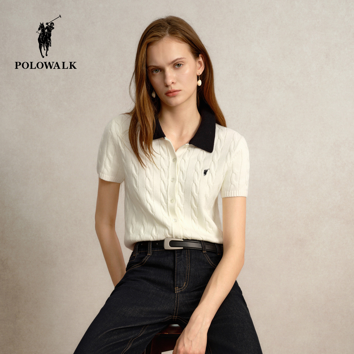 POLOWALK女式短袖针织衫