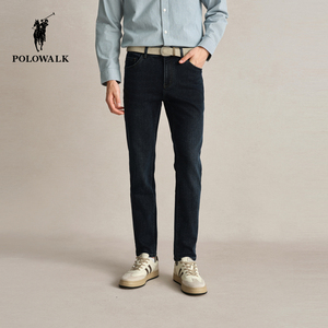 POLOWALK男士牛仔裤秋冬新款休闲时尚直筒裤百搭弹力修身裤子