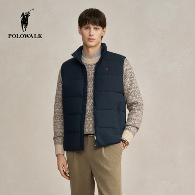 POLOWALK男式羽绒马夹男装2025冬季新品简约百搭90鸭绒马甲背心男