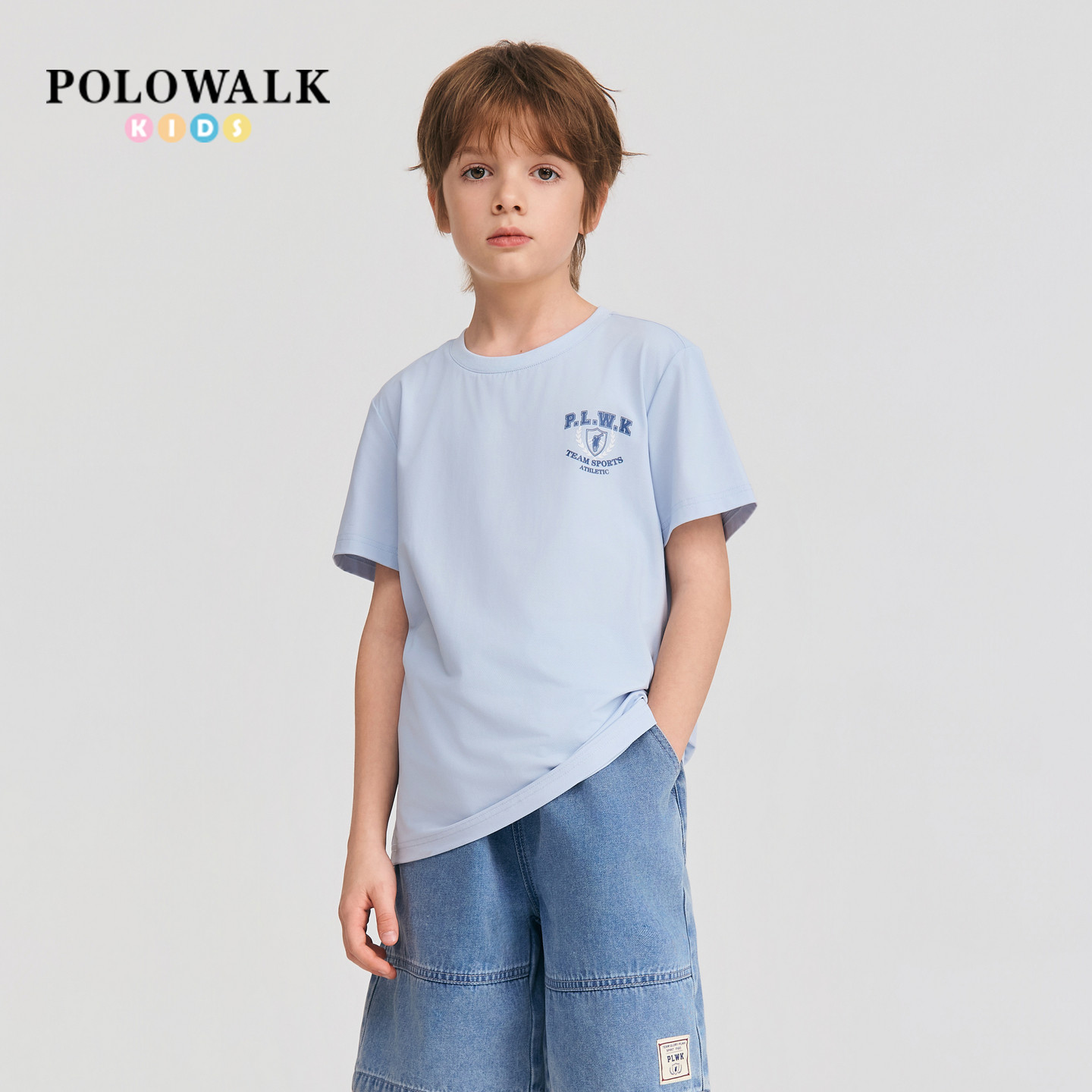 POLOWALK男童净色短袖T恤