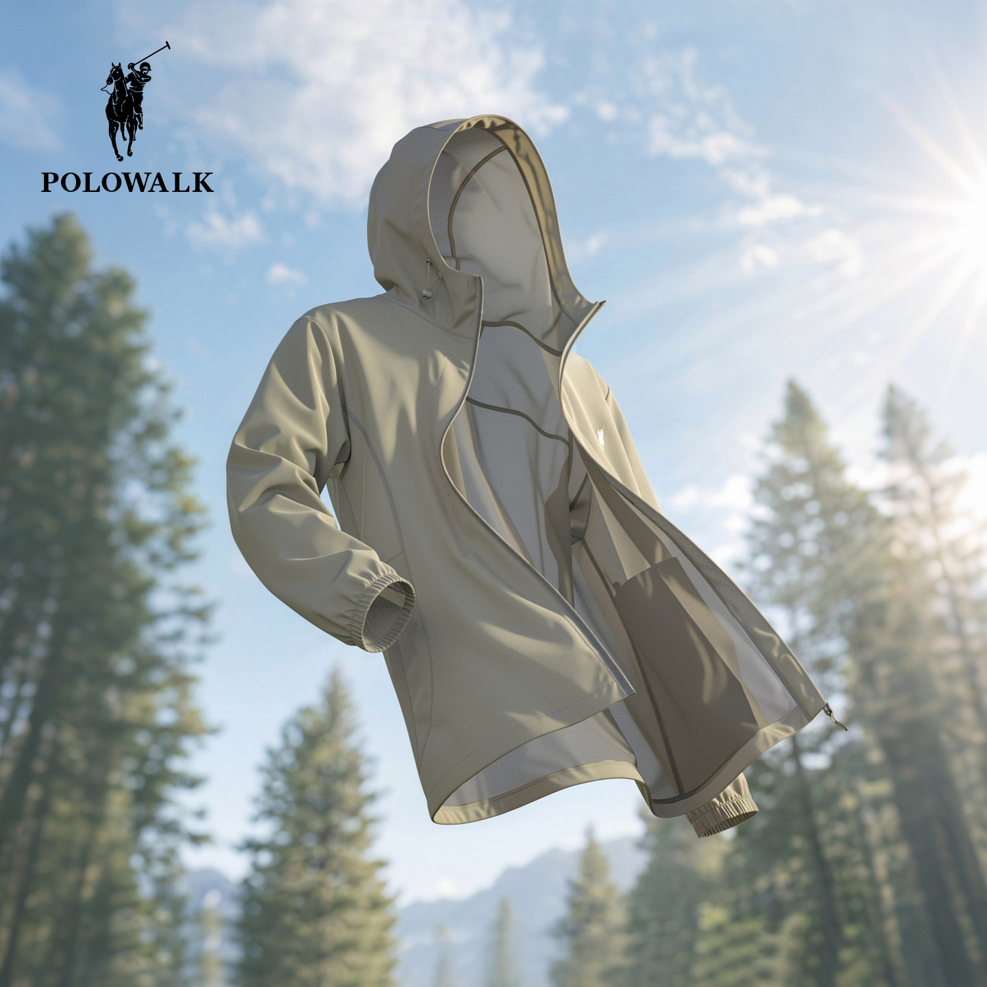 POLOWALK男式净色防风衣图片