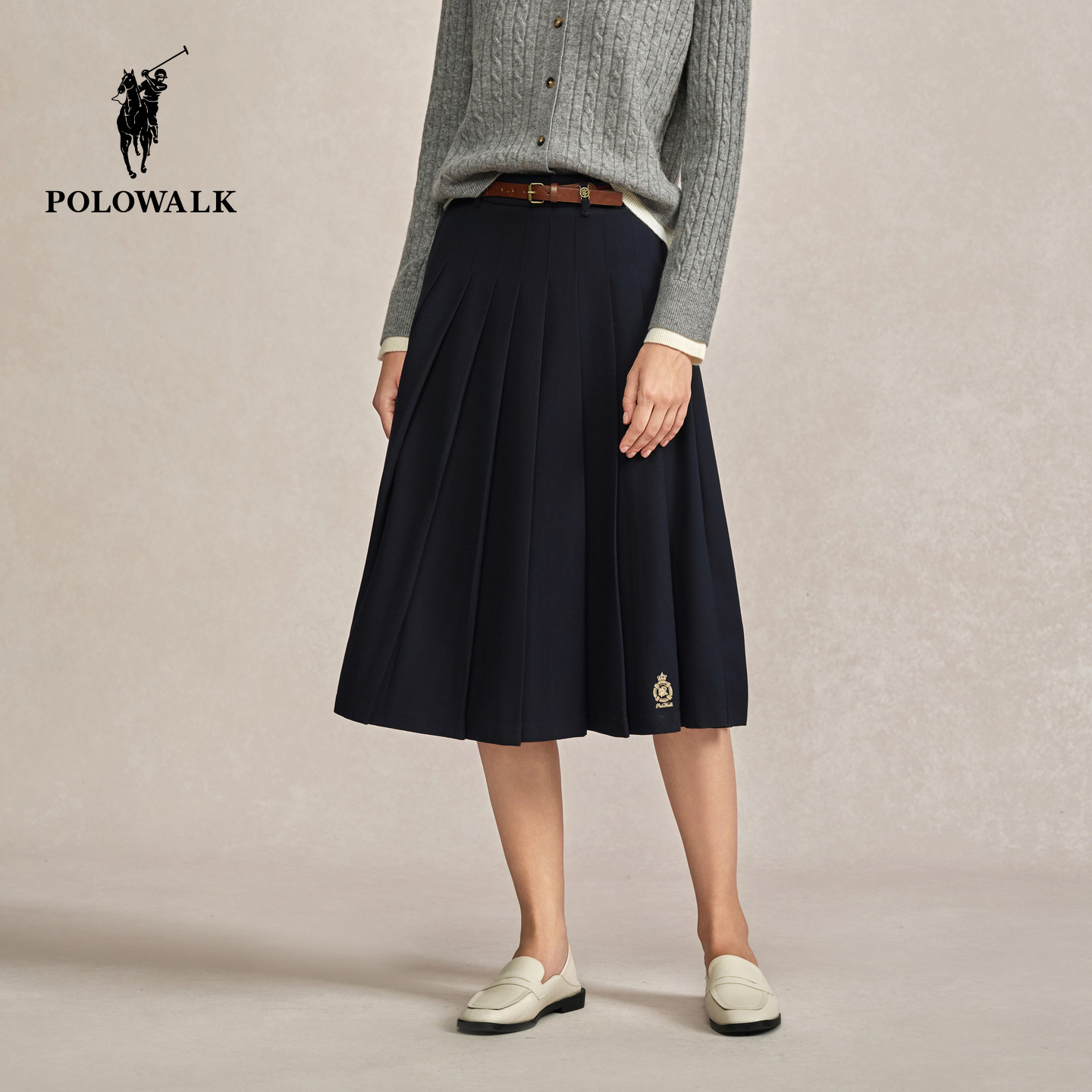POLOWALK女式半裙2025秋冬裙装新品学院风显瘦通勤A字百