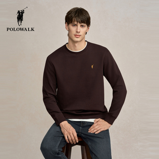 套头打底衫 POLOWALK男式 简约休闲百搭圆领男装 新品 卫衣2025秋季
