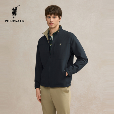 POLOWALK男装夹克外套2025秋季新品简系立领商务通勤休闲外套男式
