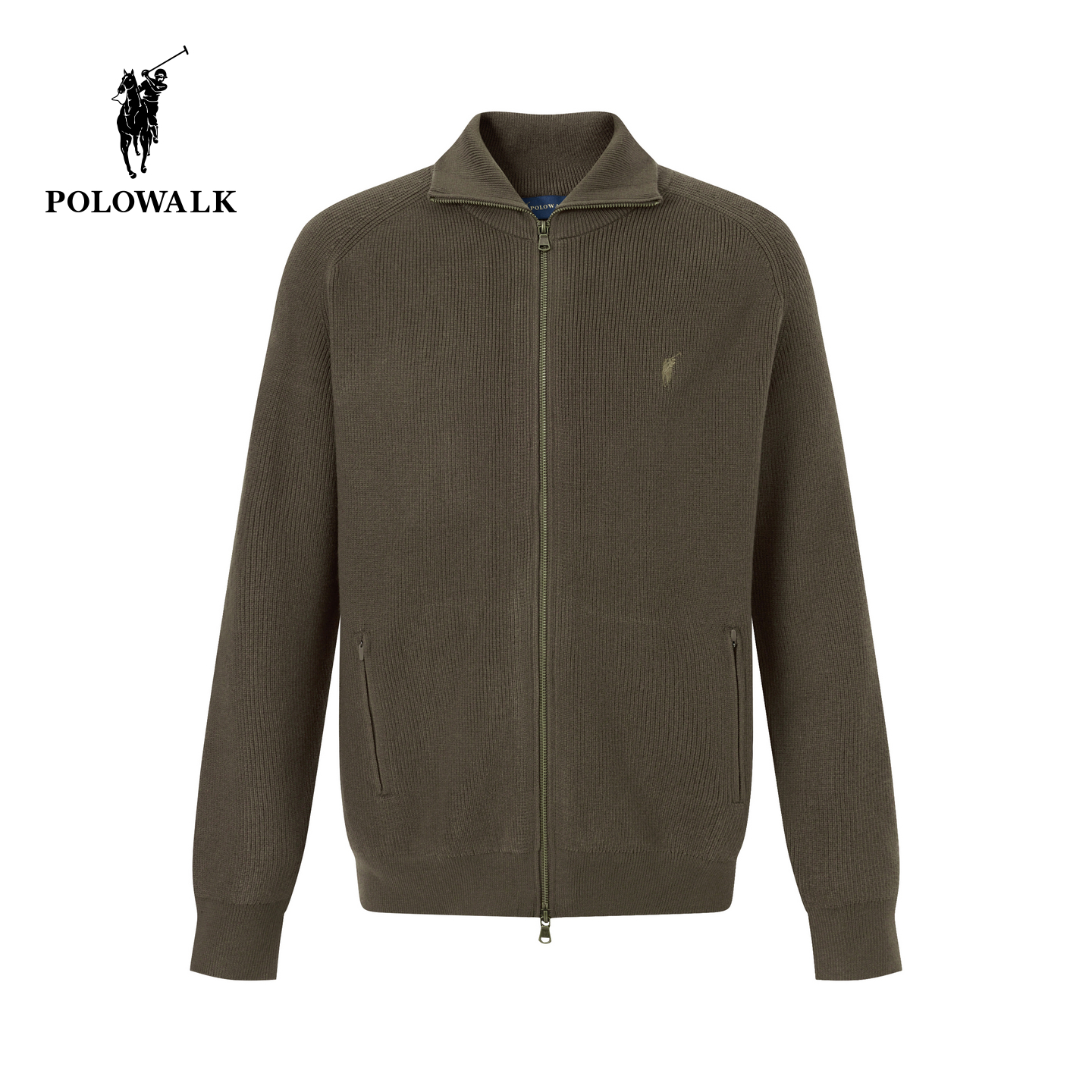 POLOWALK男式针织衫2025秋季新品简约通勤复古翻领针织外套男装