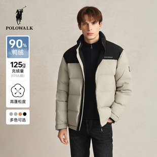 POLOWALK男士90鸭绒短款保暖面包羽绒服秋冬款百搭工装风通勤外套