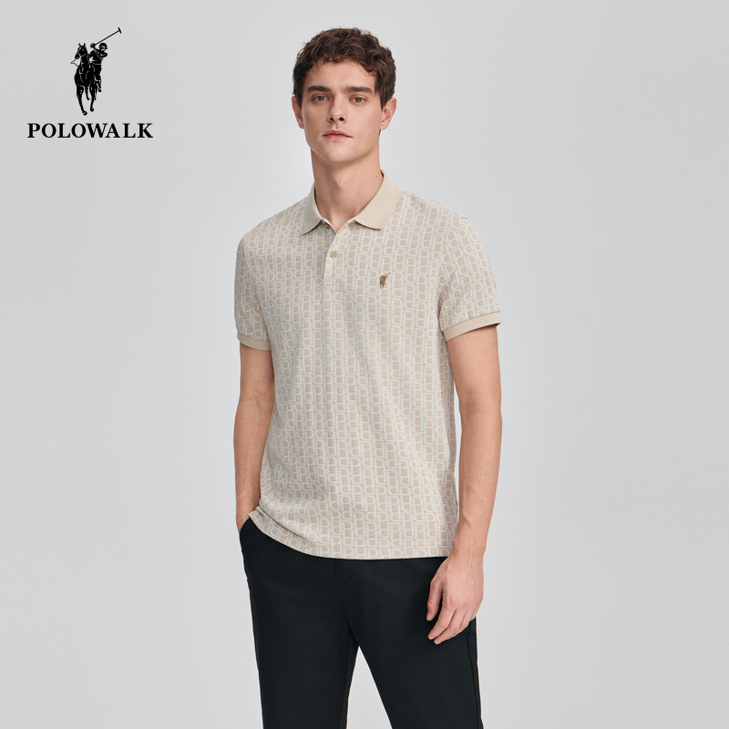 POLOWALK男式短袖POLO衫夏季新品印花时尚T恤百搭潮流上衣