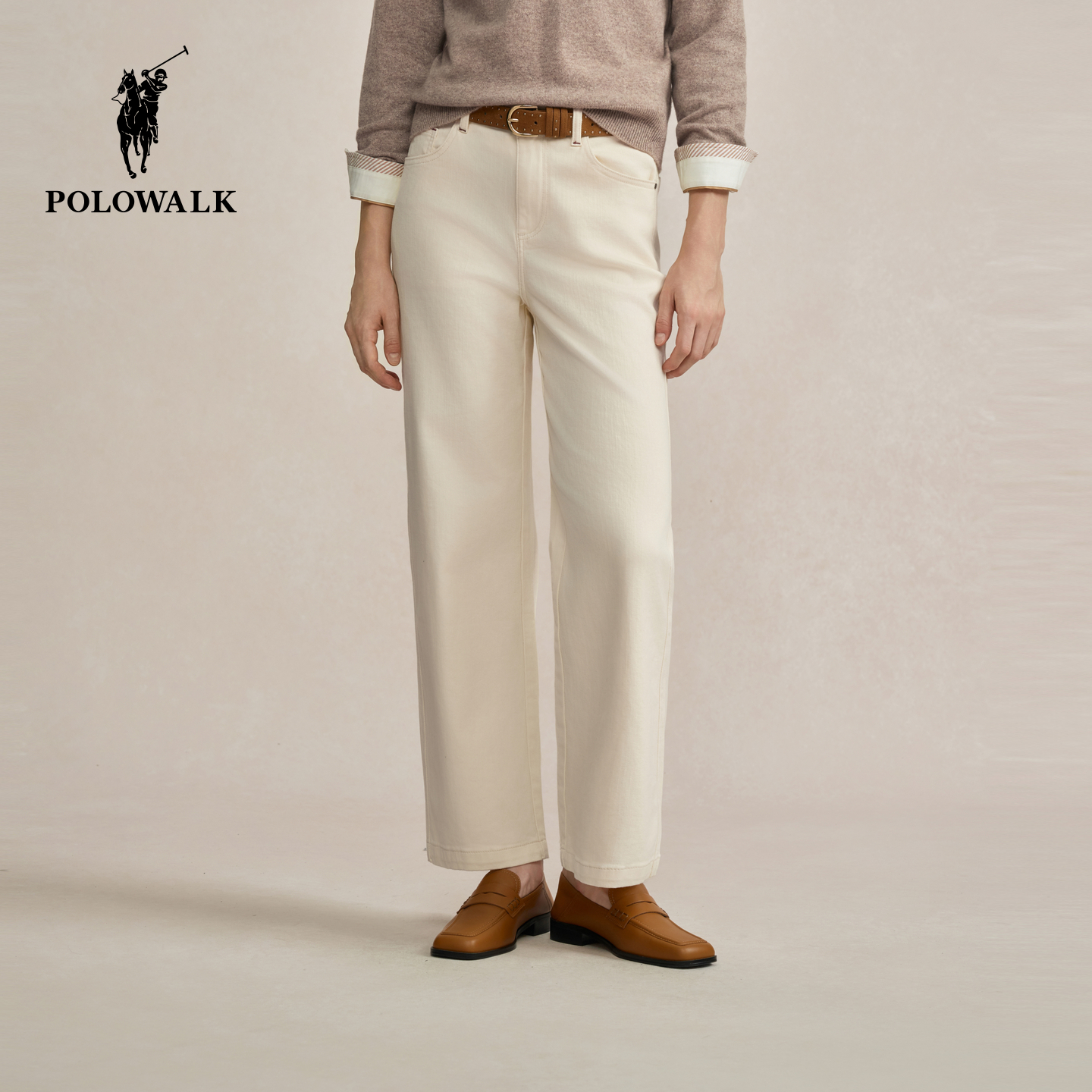 POLOWALK女式牛仔裤2025秋冬裤新品经典百搭直筒显瘦牛仔长裤子