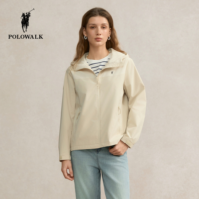 POLOWALK女式外套2025秋季新品简系出游通勤休闲连帽显瘦女装上衣